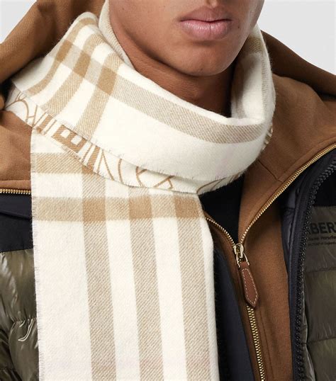 burberry reversible monogram cashmere scarf|burberry cashmere scarf men.